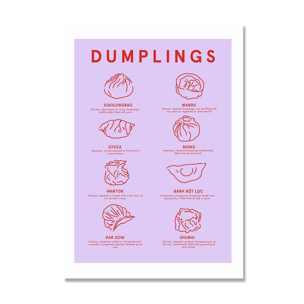 East End Prints Dumpling Menu A3 Art Print